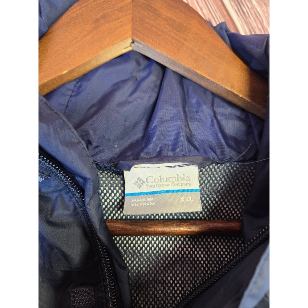 Columbia Rain Jacket Mens XXL Navy Blue Omni-Tech Waterproof Hooded Shell - Picture 2 of 8
